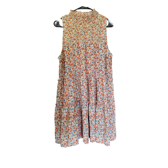 1XL  Smocked Tiered Floral Sleeveless Midi Dress Super comfortable and stretchy - Picture 5 of 8